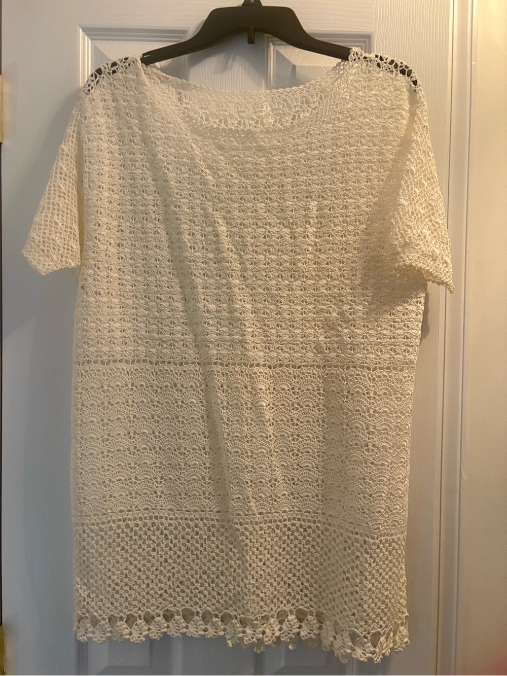 Crochet Lace Tunic Top in Cream